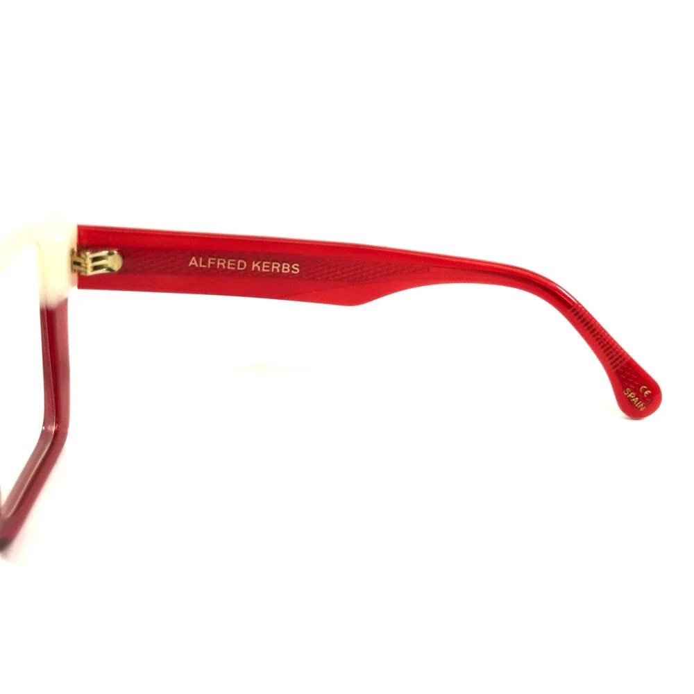 Alfred Kerbs Eyeglasses Frames AMANY RDBE Red Beige Thick Cat Eye 51-22-140